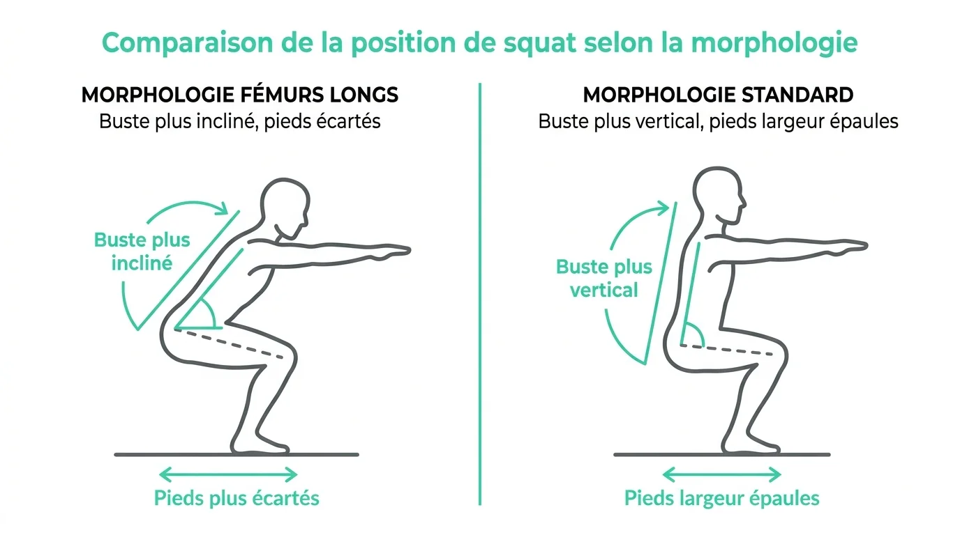 Comparaison de la position de squat selon la morphologie