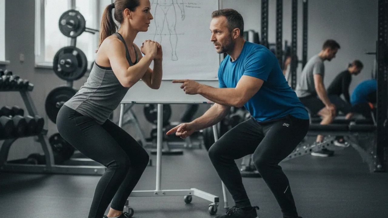 Erreur de posture courante au squat, talons décollés