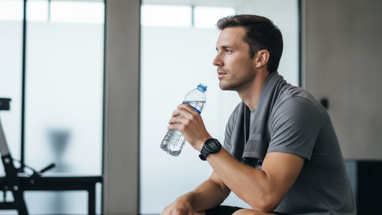 Athlète en récupération avec hydratation
