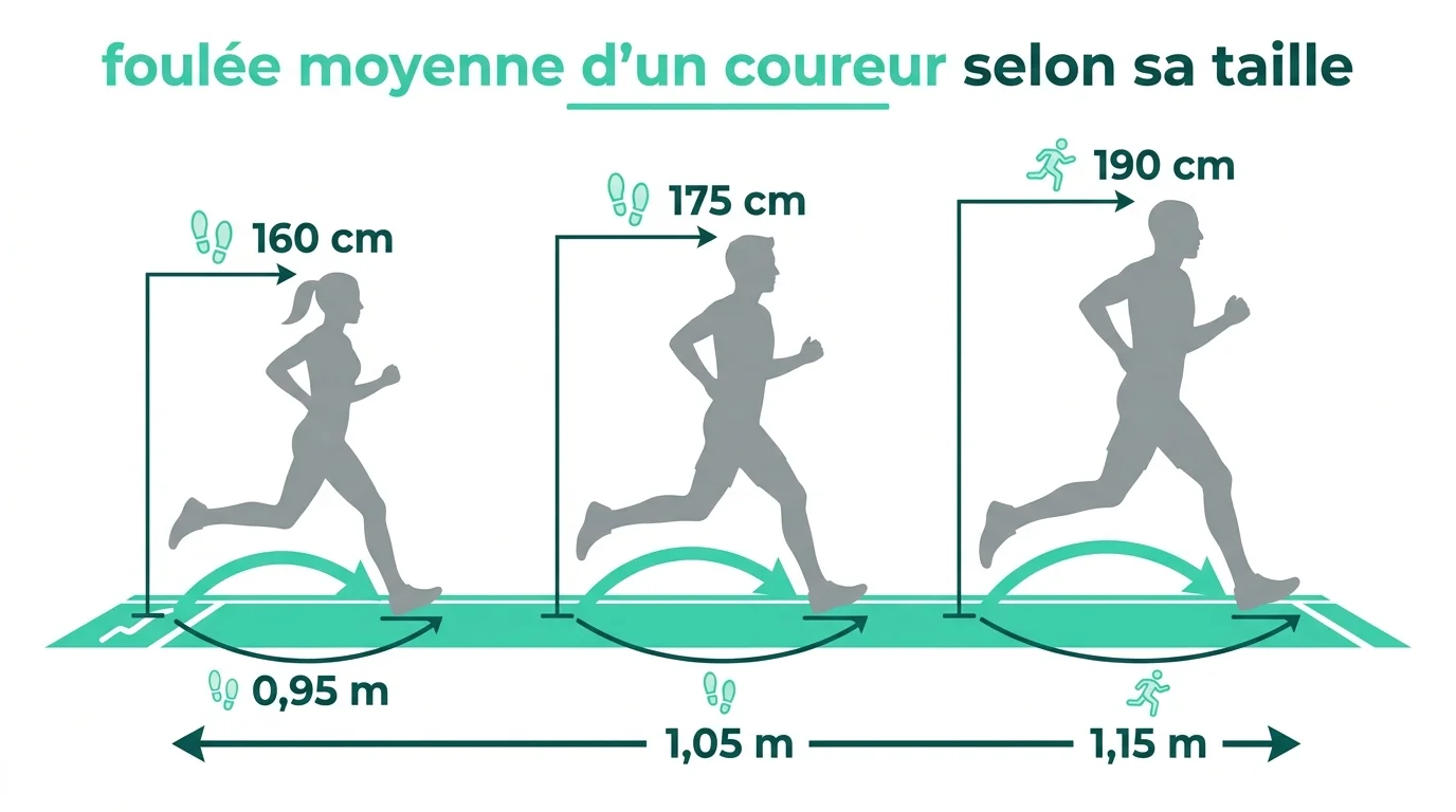 Foulée moyenne d'un coureur selon sa taille