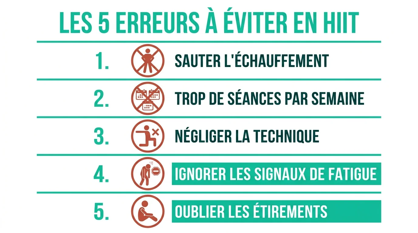 Liste illustrée des 5 erreurs HIIT à éviter