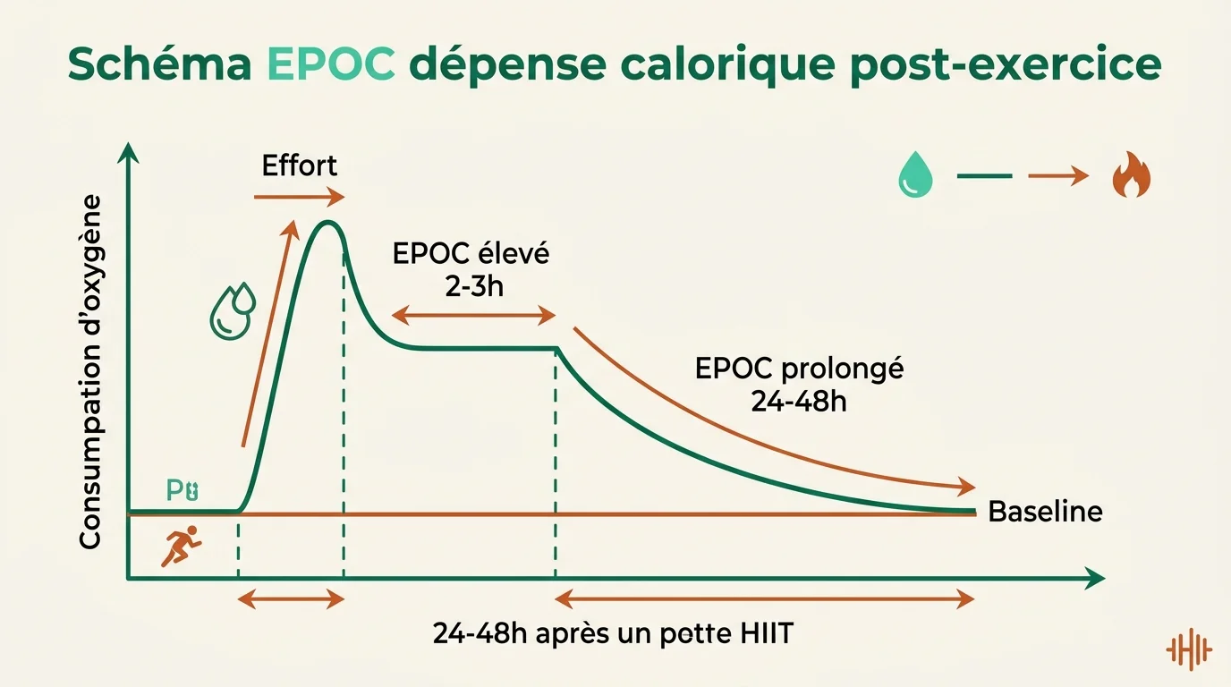 Schéma EPOC dépense calorique post-exercice