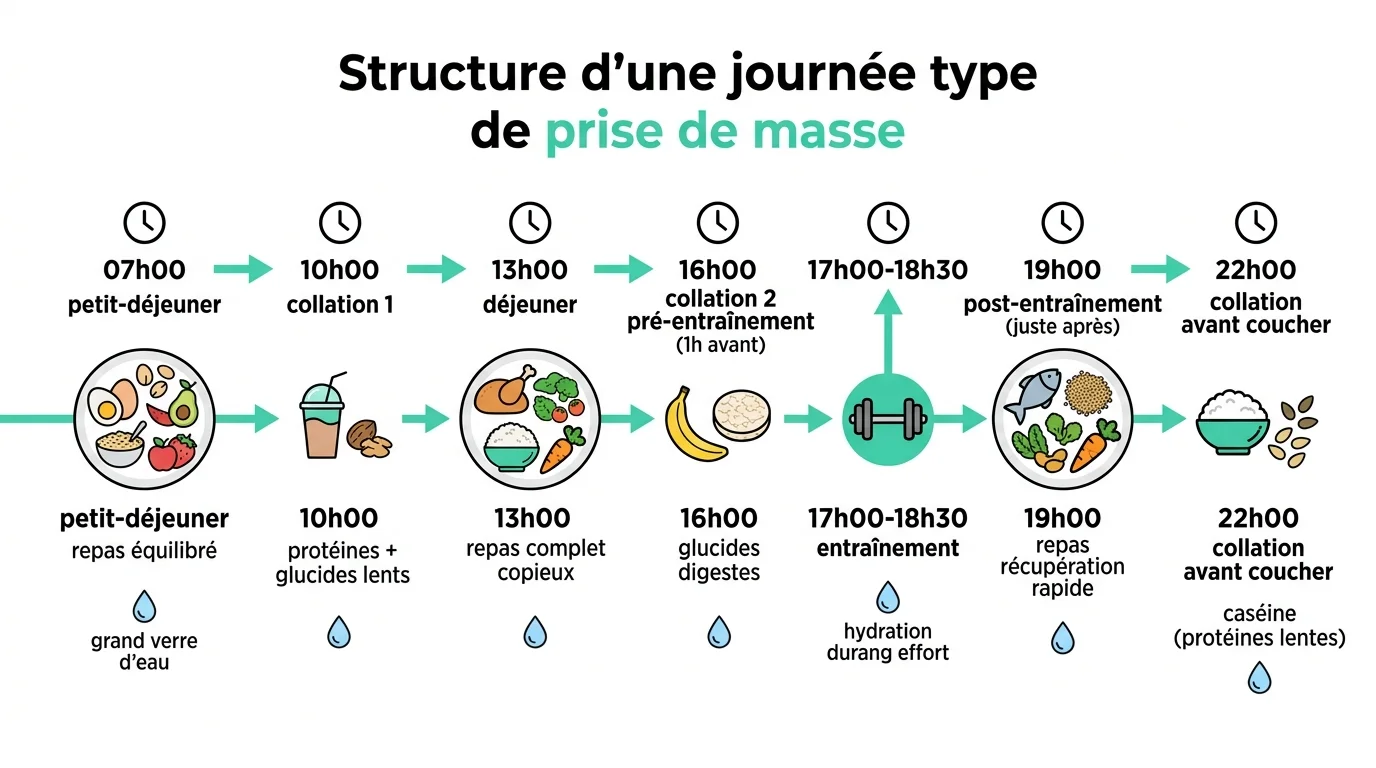 Structure d'une journée type de prise de masse
