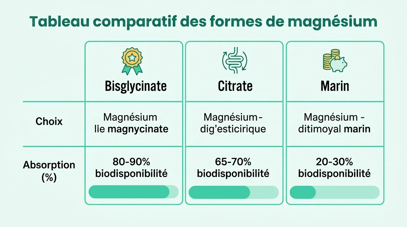 Tableau comparatif des formes de magnésium